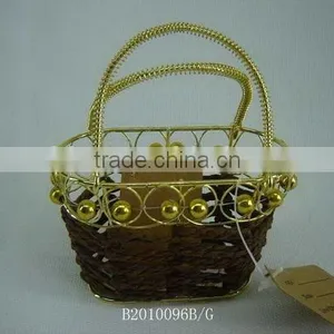 Paper Rope Wire Korean Style Bag With Gold Handle thumbnail-1