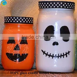 Brown Candle Holders Blue Painted Glass Jars for Candle Holders thumbnail-5