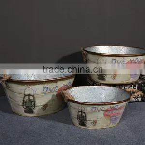 Beer Ice Bucket Galvanized Metal Ice Bucket Oval Shape Metal Ice Bucket thumbnail-2