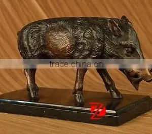 Desk Brass Wild Pig Statue for Indoor Decor thumbnail-1