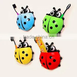 Cute Cartoon Ladybug Kids Wall Suction Cup Mount Toothbrush Box Travel Organizer Plastic Box Storage Organizer thumbnail-3
