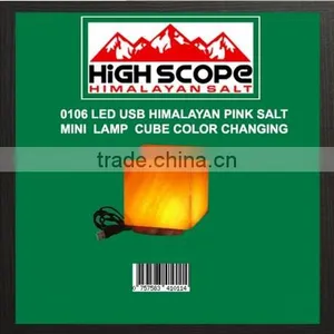 HIMALAYAN PINK SALT USB POWERED LED MINI LAMP CUBE SHAPE thumbnail-1
