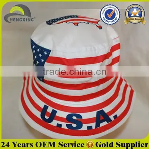 Wholesale 100% Cotton Print Pattern American Flag Bucket Hat thumbnail-1
