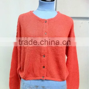 High Fashion Women's Cotton Fabric Long Cardigan Pullover Sweater thumbnail-1