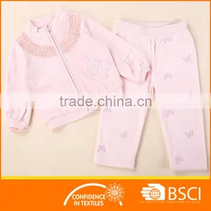 Fancy Butterfly Applique Nice Velour Child Clothing Sets thumbnail-1