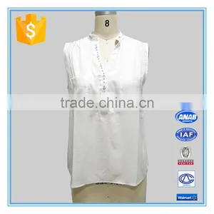 Women Beads Wholesale Plain White Tank Top thumbnail-1