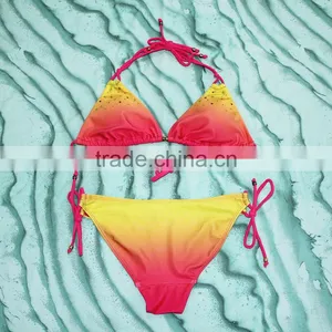 Sun Protect Material Bikinis Trendy Fashion Girls Shiny Swimsuits thumbnail-5
