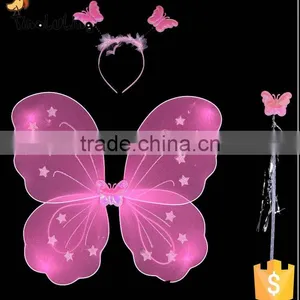 Wholesale Single Nylon Butterfly Glitter Fairy Wings Girls Dress up Costume Wedding Favors thumbnail-4