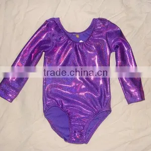 Long Sleeve Gymnastics Leotards in Any Color Fabric- Pink Twinkle Pictured thumbnail-3