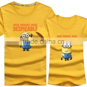 Custom Fashion Design Cartoon Print Yellow Couple T-Shirt thumbnail-1