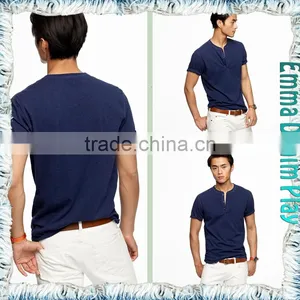 2017 Customized Designer Mens Navy Button Placket Collar T-Shirts thumbnail-5