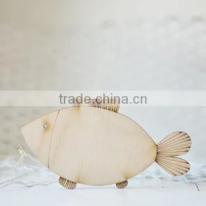 Big 12cm Wooden Fish Shape Craft Make Your Own DIY Decorations thumbnail-1