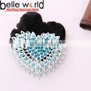 Fashion High Elasticity Heart-shape Rhinestone Fabric Hair Band thumbnail-2
