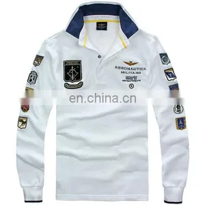 Bulk Wholesale Clothing New Polo Leisure Sports Embroidery Cotton Long-Sleeved Men's T-shirt thumbnail-1