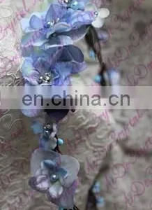 Aidocrystal Elegance Blue Artificial Flower Crown Fascinators, Wedding Party Tiaras for Women thumbnail-5