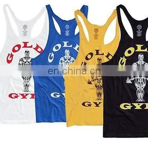 OEM Stringer Vest/ Custom Gold Gym Wordl Gym Singlets thumbnail-1