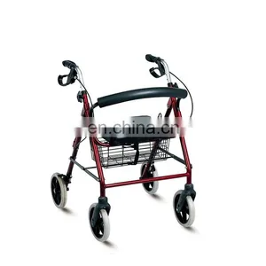 China Aluminum Folding Walking Aid Rollator Walker With Shopping Bag and Basket thumbnail-2