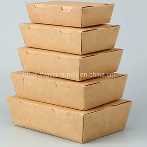 Right Angle Disposable Lunch Box Kraft Paper To-Go Box Takeaway Bento Fast Food Box Salad Carton Snack Lunch Box for Take-Away thumbnail-1