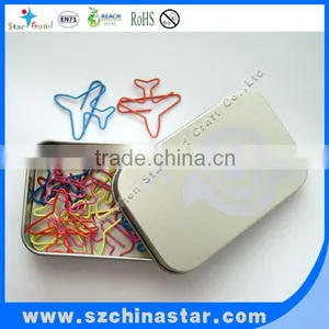 Different Designs Airplane Shaped Paper Clip in Tin Box Package thumbnail-1