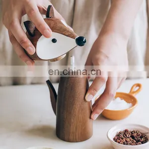 2021 Best Quality Custom Logo New Design Mini Acacia Wooden Salt Pepper Grinders thumbnail-3