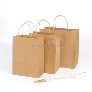 Custom Brown Kraft Paper Folding Bags With Handle thumbnail-1