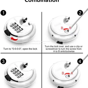 Outdoor 4 Digit Heavy Duty Round Combination Disc Padlock With Hardened Steel Shackle thumbnail-2