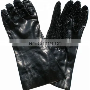 Fishing Thermal Oil Field Warm Cassimere Lined Cold Proof Blue Sandy PVC Glove, Hand Gloves, Rubber Glove thumbnail-5