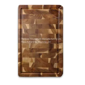 Custom Design Organic Butcher Square Kitchen Natural Cooking Boards Acacia Wood End Grain Chopping Wooden Cutting Board thumbnail-1