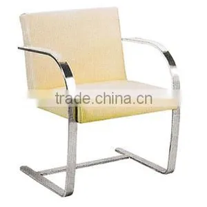 Replica Graceful European Design Stainless Steel Genuine Leather Brno Chair ByLudwing Mies Van Der Rohe for Office thumbnail-3