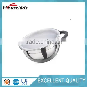 Stainless Steel Mixing Bowl Set With Lids and Handle, Non Slip Silicone Bottoms, and Volume Measurements thumbnail-5