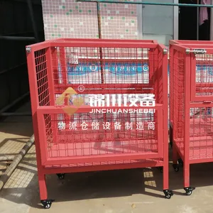 4-Sided Foldable Wire Mesh Roll Container for Logistic Transportation Storage thumbnail-5