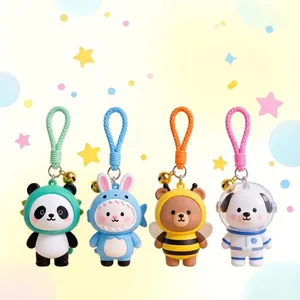 Wholesale Custom 3D PVC Cartoon Character Keychains Eco-Friendly Rubber Figure Carabiner Bag Clips thumbnail-2