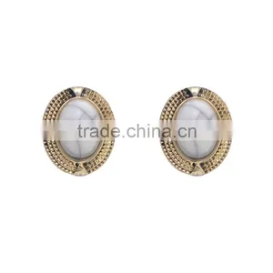 Fashion White Marble Stone Simple Gold Earring Designs for Women thumbnail-4