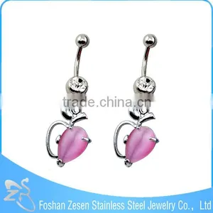 Hypoallergenic Women Dangling Clover Belly Ring Fashion Crystal Banana Piercing thumbnail-5