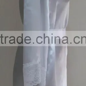 Comfortable Women White Satin Lace Robe thumbnail-5