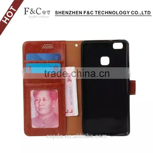 Wholesaler Price Magnetic Phone Case Italian Leather for Huawei P9 With Card Slots and Cash Pocket thumbnail-3