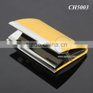 Box Packing Cube Pattern Yellow Gold Leather Flannelette Lining Stainless Steel Metal Novelty Card Holder thumbnail-3