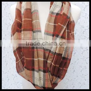 2014 Grid Many Colors Infinity Scarve l. Holiday Scarf. Valentine Scarf. CREAM and Colorful Scarf at Stock thumbnail-6