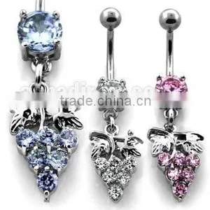 Belly Ring With Cubic Zirconia - Grapes thumbnail-1