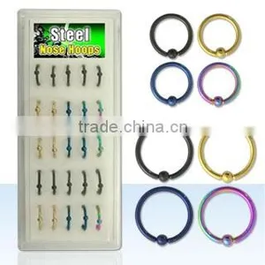 Stainless Steel Nose Jewellery,steel Nose Hoops,nose Jewellery, Steel Anodized Eyebrow Ring,steel Nose Jewelry,eyebrow Jewelry thumbnail-1