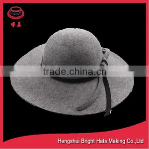 Women's Gray Wide Brimmed Wool Felt Hat thumbnail-1