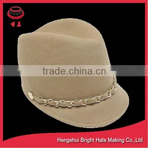 Plain Dyed Pattern and 100% Wool Material Riding Hat With Chain Brand thumbnail-1