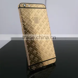 Diamond Housing for IPhone 6 Plus Gold Body Luxury Phone 24ct Gold Back Cover thumbnail-1