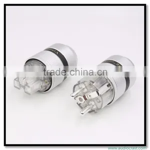 OEM/ODM Viborg Audio Aluminum Silver Plated Schuko European Power Plug Male EU Connector+IEC Female Connector thumbnail-4
