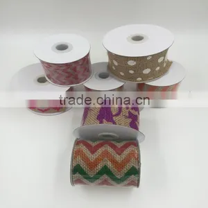 7cm Natural Colorful Printed Jute Ribbon thumbnail-1