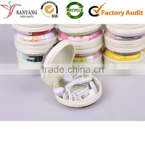 Wholesale Custom Small Round Cylinder Fabric Cloth Packaging Box for Headphone Earphone thumbnail-1