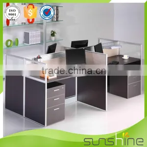 Office Desks for Two People White Table Aluminum Frame Panel Partition Metal Leg thumbnail-5