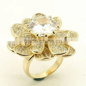 18K Gold Plated Flower CZ Ring thumbnail-1