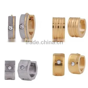 Shiny Fashion Hot Selling Women's Gold Stainless Steel Huggie Hoop Stud Earring thumbnail-1