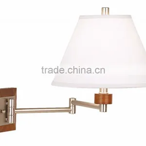 1031-2 Contemporary Room Accent Brushed Steel and Wood Plug-In Swing Arm Wall Lamp a Perfectly Modern Look thumbnail-4